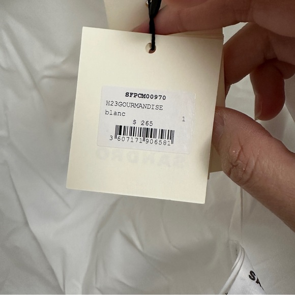 SANDRO
pointed-collar cropped cotton shirt size 1 NWT - Picture 2 of 6